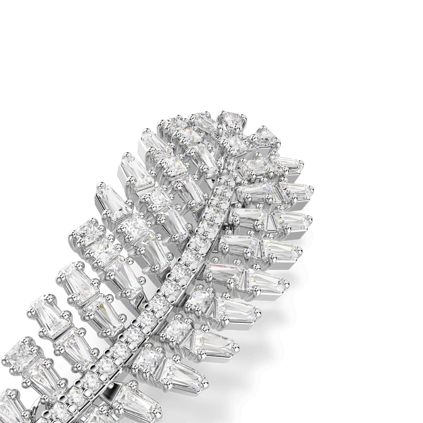 swarovski vienna brooch  mixed cuts  feather  white  rhodium plated