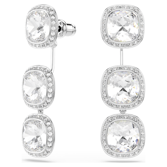 swarovski una angelic earrings  cushion cut  white  rhodium plated