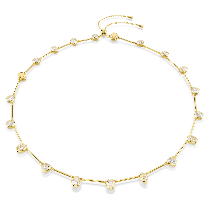 swarovski imber tennis necklace  mixed cuts  white  gold tone plated