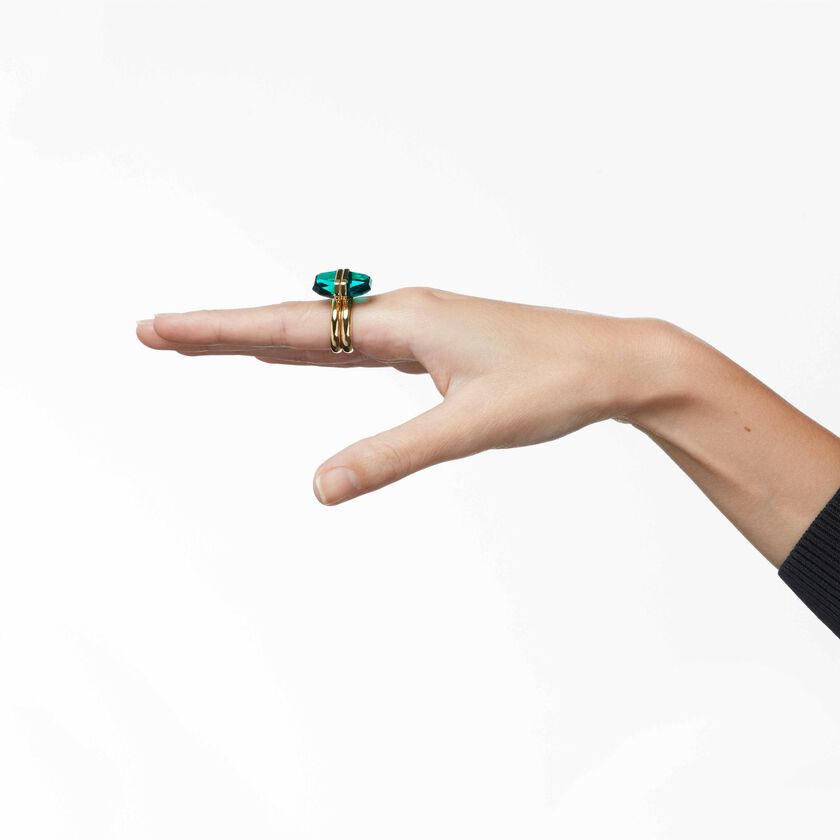 swarovski lucent ring  magnetic  green  gold tone plated