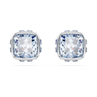 swarovski birthstone stud earrings square cut march blue rhodium plated