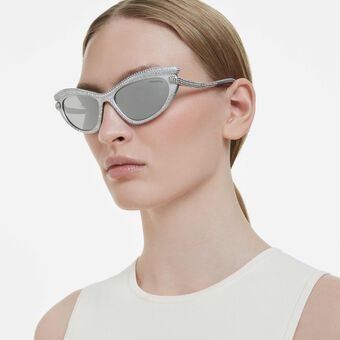 swarovski sunglasses  cat eye shape  silver tone
