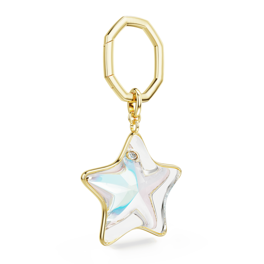 swarovski bag charm  mixed cuts  star  white  gold tone plated