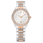 swarovski matrix date watch  swiss made  metal bracelet  rose gold tone  mixed metal finish