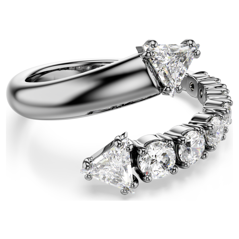 swarovski sublima open ring  mixed cuts  white  ruthenium plated