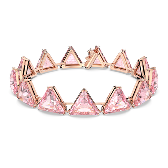 swarovski millenia bracelet   triangle cut crystals  pink  rhodium plated