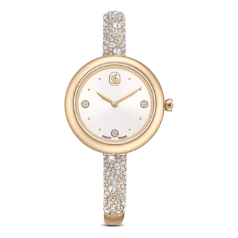 swarovski sublima bangle watch  swiss made  metal bracelet  gold tone  champagne gold tone finish