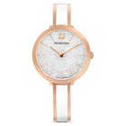 swarovski crystalline delight watch metal bracelet white rose gold tone pvd