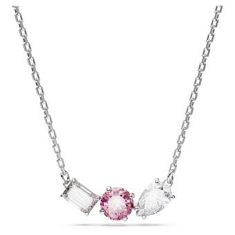 swarovski mesmera pendant  mixed cuts  pink  rhodium plated