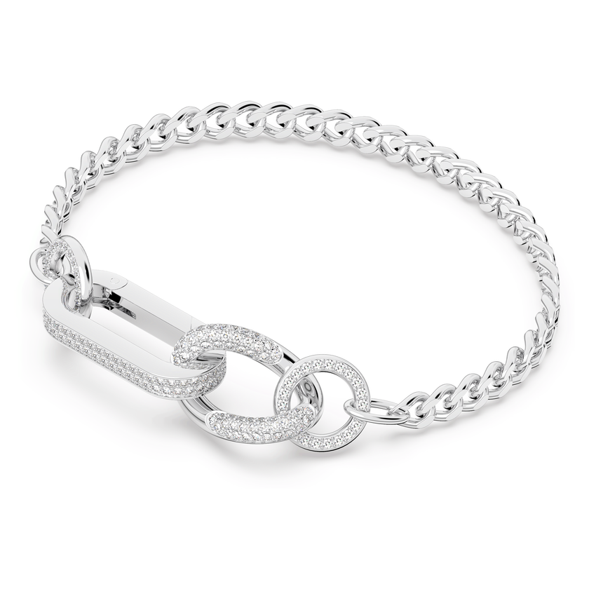 swarovski dextera bracelet  pav   mixed links  white  rhodium plated