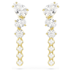swarovski mesmera drop earrings  mixed cuts  white  18k gold finish