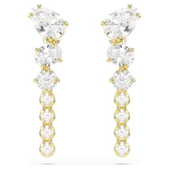 swarovski mesmera drop earrings  mixed cuts  white  18k gold finish