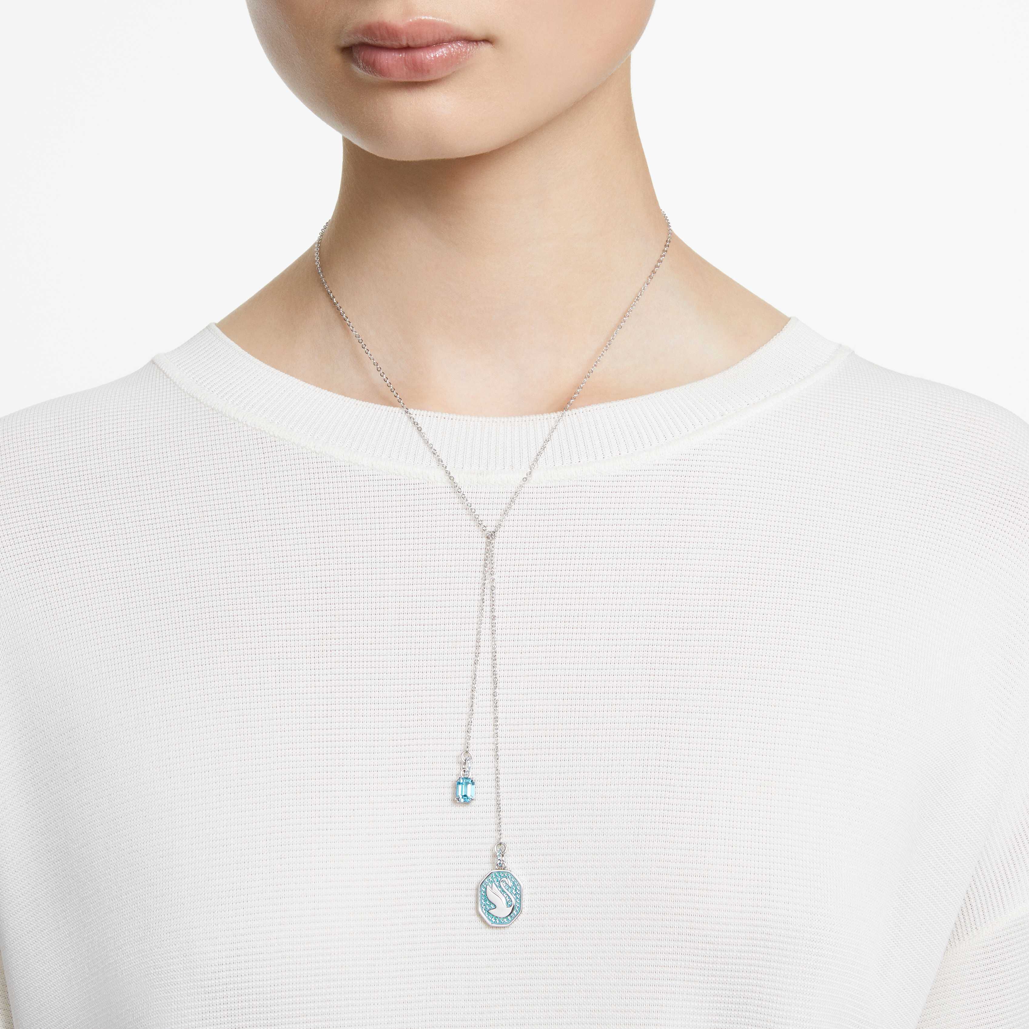 Buy Swarovski Signum Y necklace Swan Blue Rhodium plated