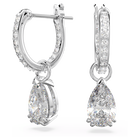 swarovski stilla hoop earrings pear cut white rhodium plated