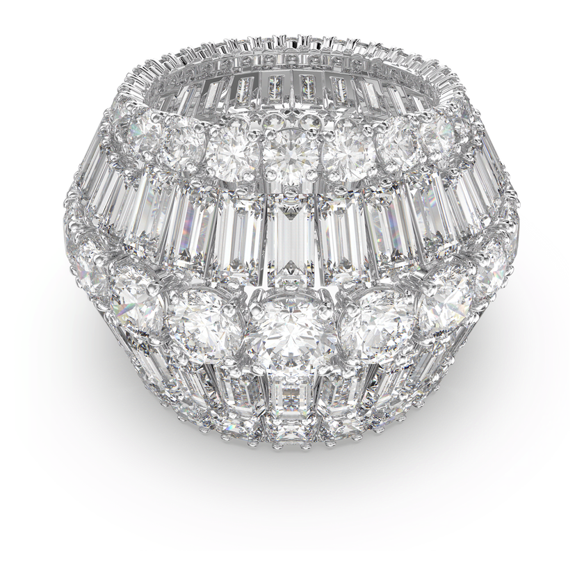 swarovski hyperbola cocktail ring  large  white  rhodium plated