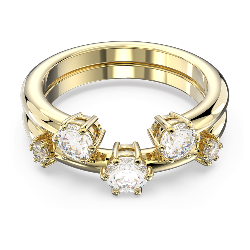 swarovski constella ring  set  2   round cut  white  18k gold finish