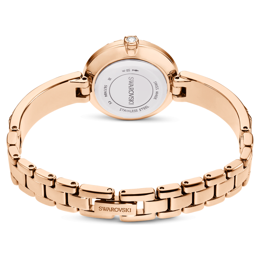 swarovski matrix bangle watch  swiss made  crystal bracelet  white  rose gold tone finish
