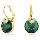 swarovski bella v drop earrings round cut green gold tone plated