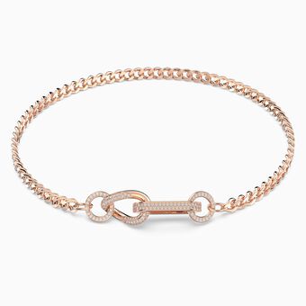Dextera necklace, Pavé, Mixed links, White, Rose gold-tone plated