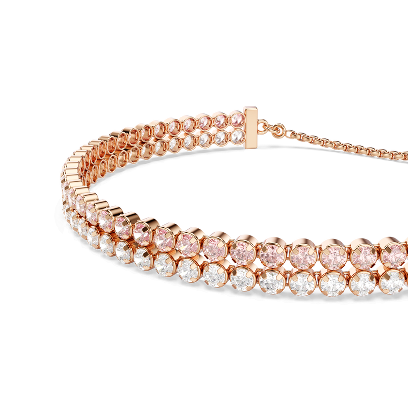 swarovski matrix bracelet  round cut  white  18k rose gold finish