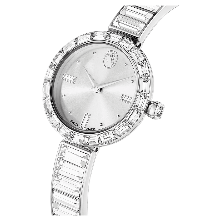 swarovski matrix bangle watch  swiss made  crystal bracelet  white  stainless steel