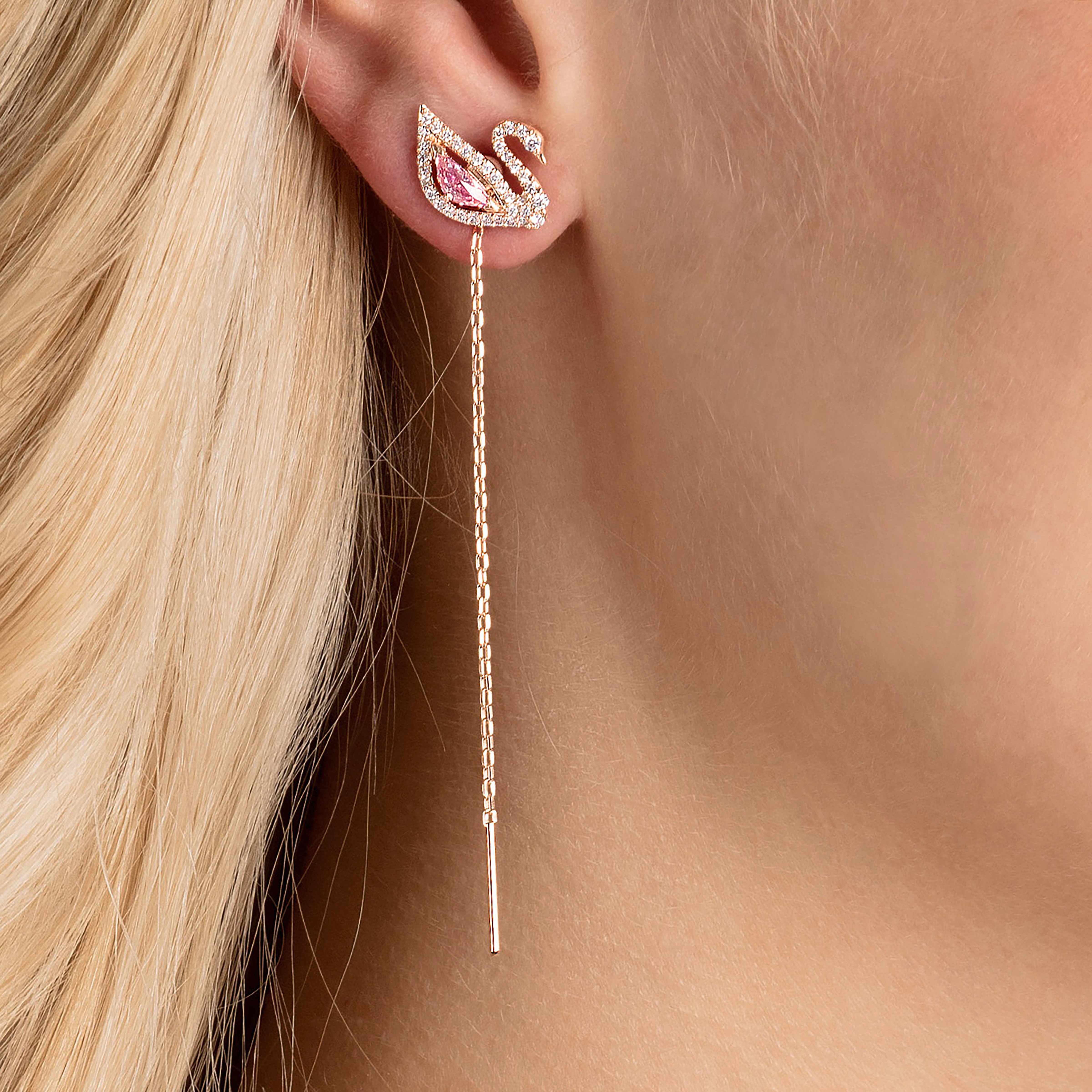 Swarovski earrings rose gold sale