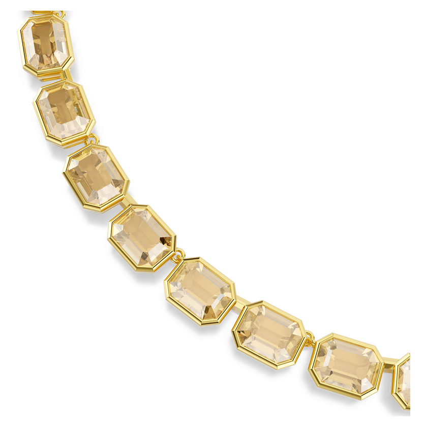 swarovski millenia tennis necklace  octagon cut  yellow  gold tone plated
