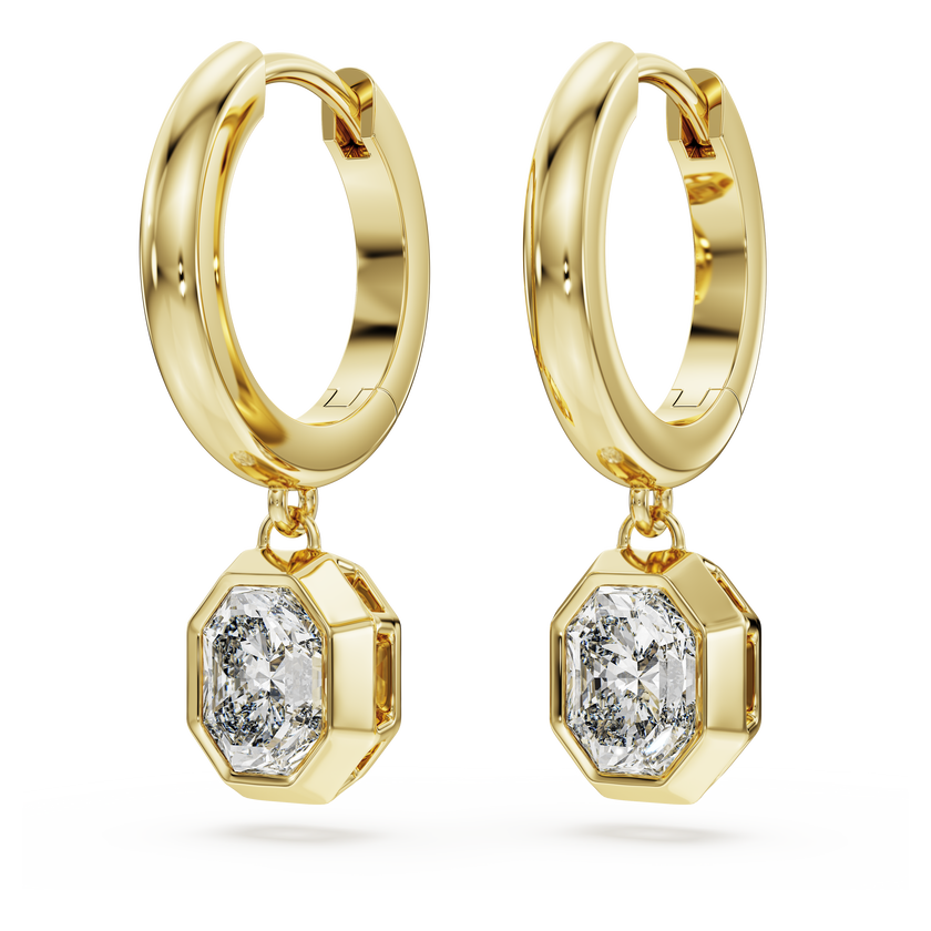 swarovski octagon drop earrings  lab grown diamonds 1 0 ct tw  octagon shape  18k yellow gold