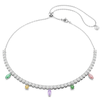 ariana grande x swarovski tennis necklace  mixed cuts  multicolored  rhodium plated