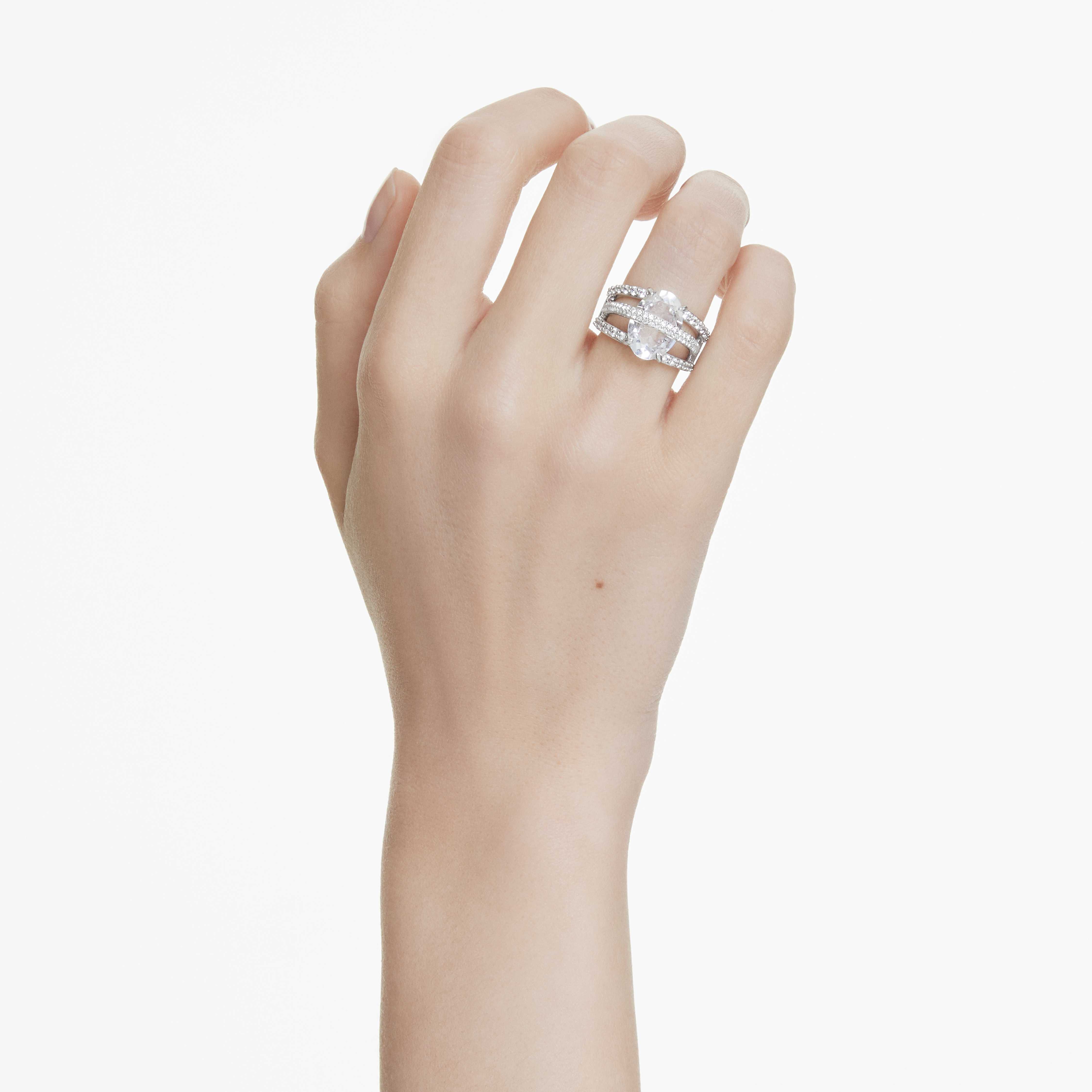 Buy Swarovski Hyperbola cocktail ring, Mixed cuts, White Buy Swarovski Hyperbola cocktail ring, Mixed cuts, White