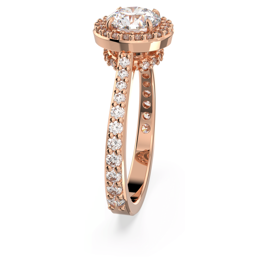 swarovski una angelic cocktail ring  round cut  pav   white  rose gold tone plated