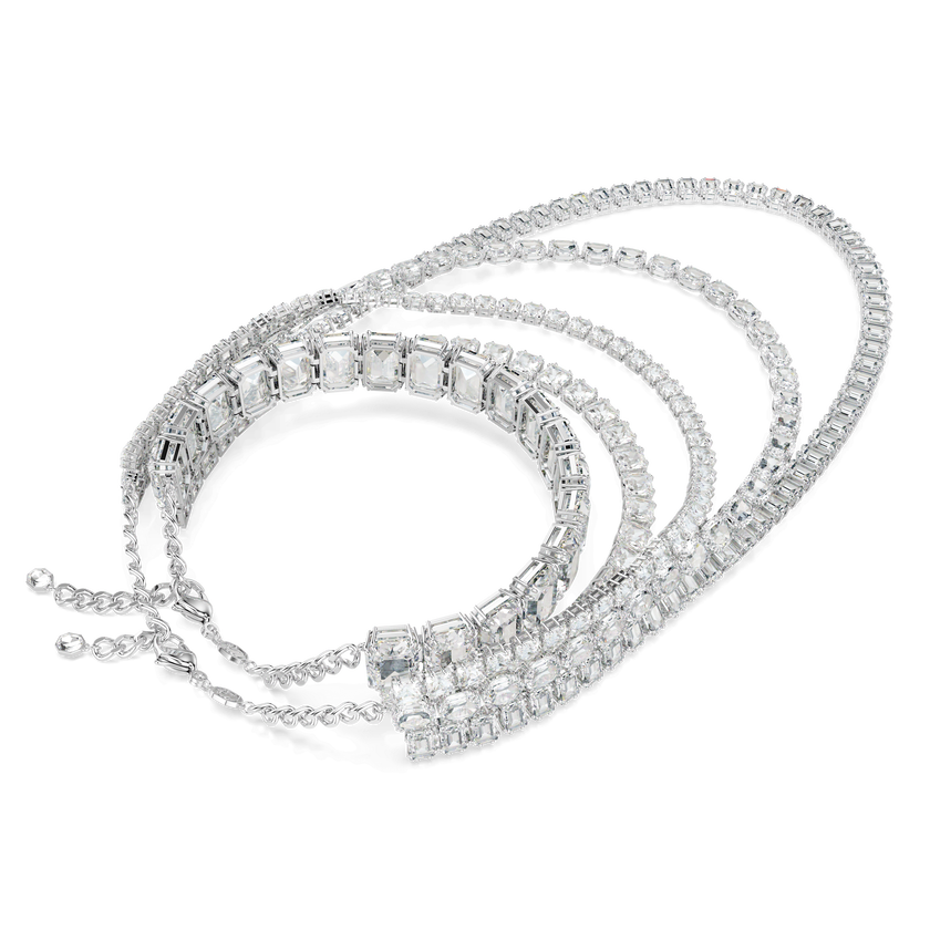 swarovski millenia layered necklace  mixed cuts  white  rhodium plated