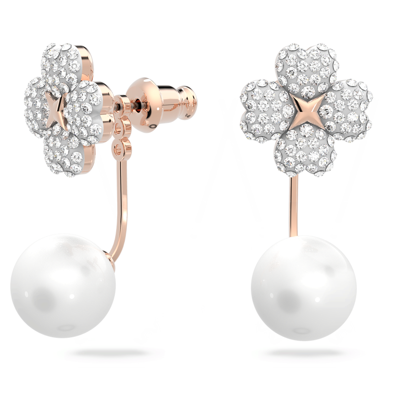 swarovski latisha earring jackets  flower  white  rose gold tone plated