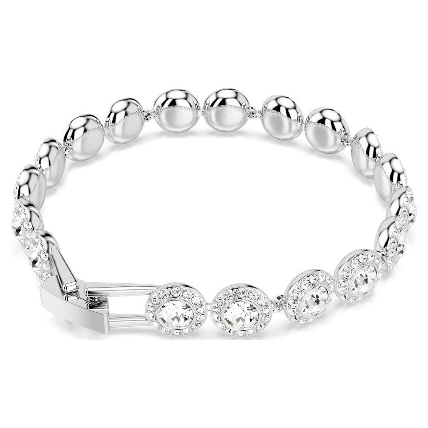 swarovski una angelic tennis bracelet  round cut  white  rhodium plated