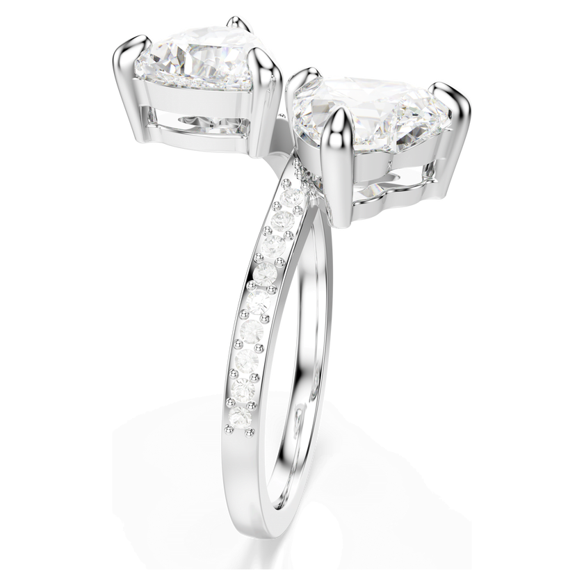 swarovski mesmera attract open ring  heart cut  pav   heart  white  silver tone finish