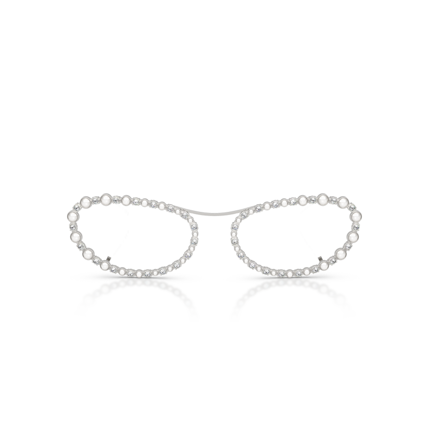 swarovski sunglasses  oval shape  2 in 1 clip on  sk7044  silver tone