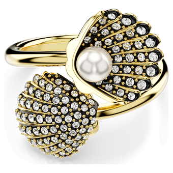 swarovski idyllia open ring  crystal pearl  shell  white  gold tone plated