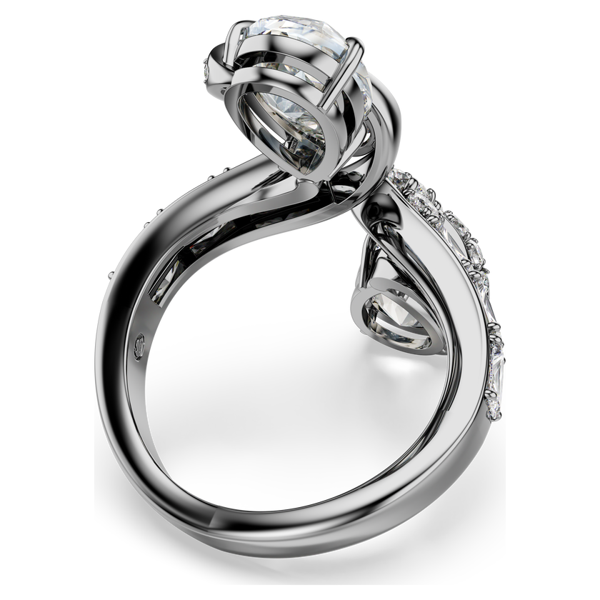 swarovski the vienna collection open ring  feather  white  ruthenium plated