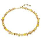 swarovski gema tennis necklace mixed cuts yellow gold tone plated