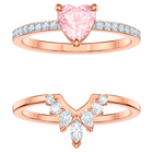 swarovski one ring set multi colored rose gold plating