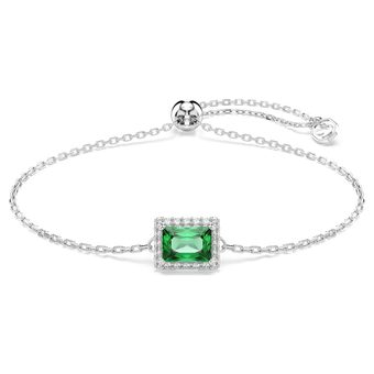swarovski una angelic bracelet  rectangular cut  pav   green  rhodium plated