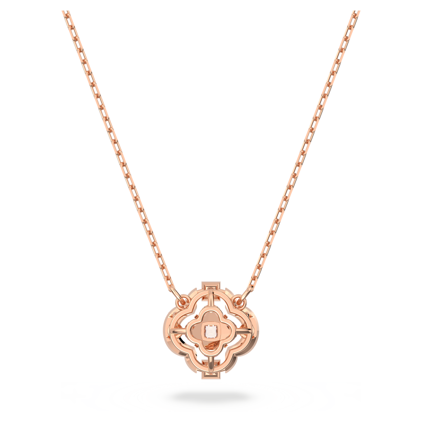 swarovski una necklace  clover  white  18k rose gold finish