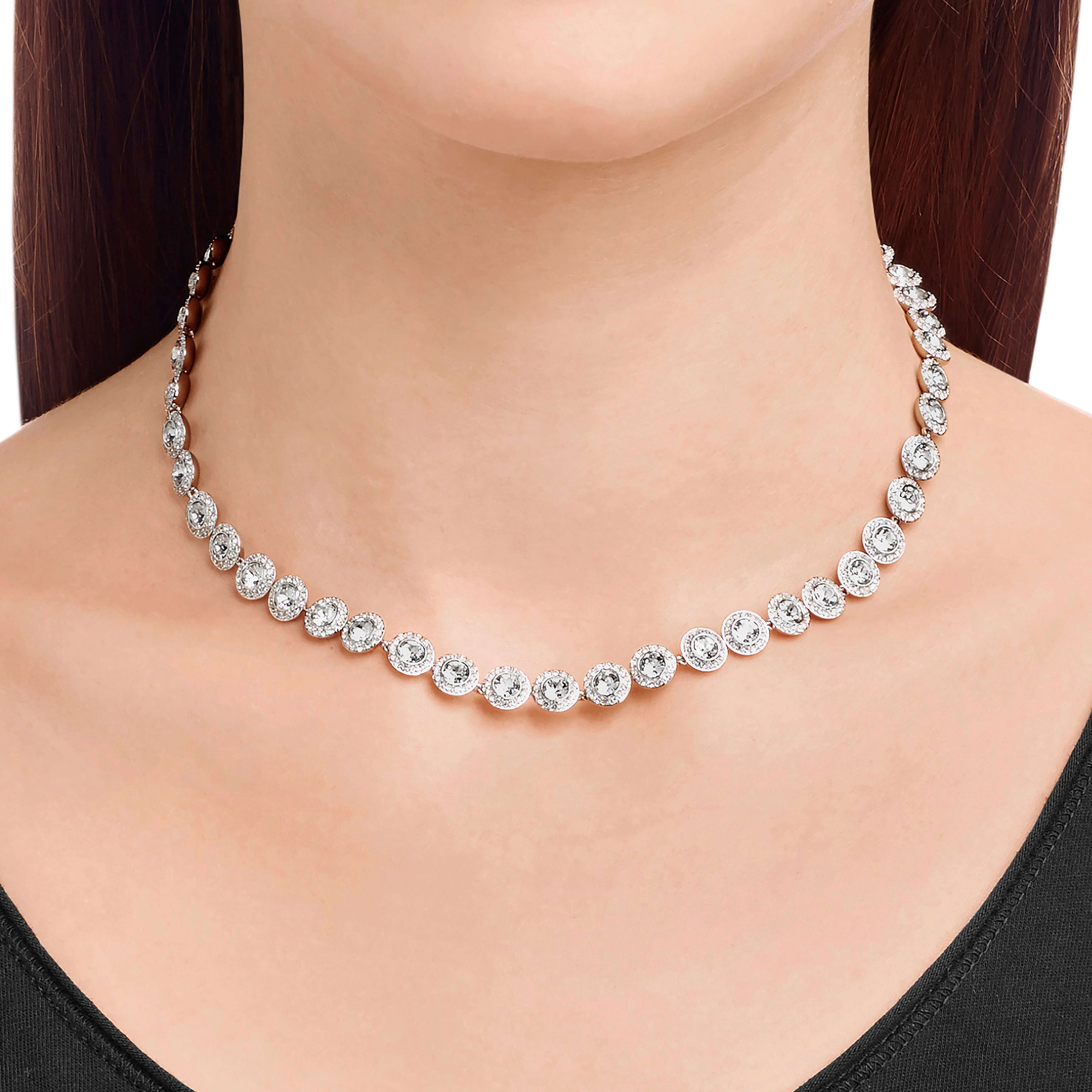 Buy Swarovski Una Angelic Tennis necklace Round cut White Rhodium plated