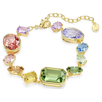 swarovski gema bracelet  mixed cuts  multicolored  gold tone plated