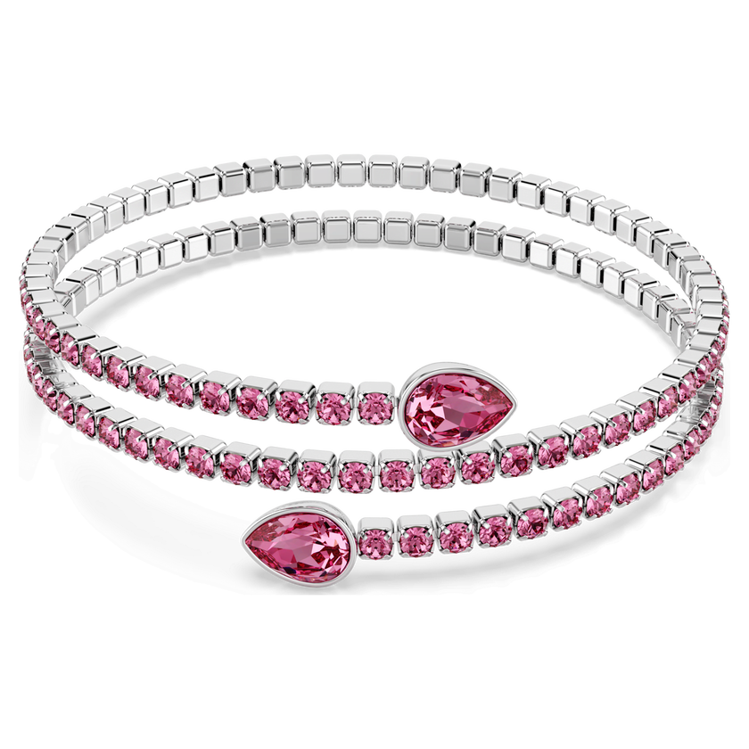 swarovski twisty cuff  mixed cuts  pink  rhodium plated