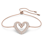 Una bracelet, Heart, Small, White, Rose-gold tone plated