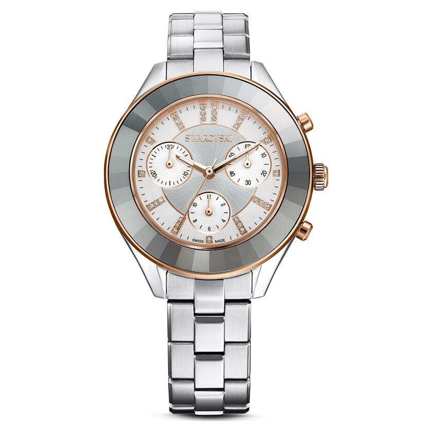Octea Lux Sport watch, Metal bracelet, White, Stainless steel