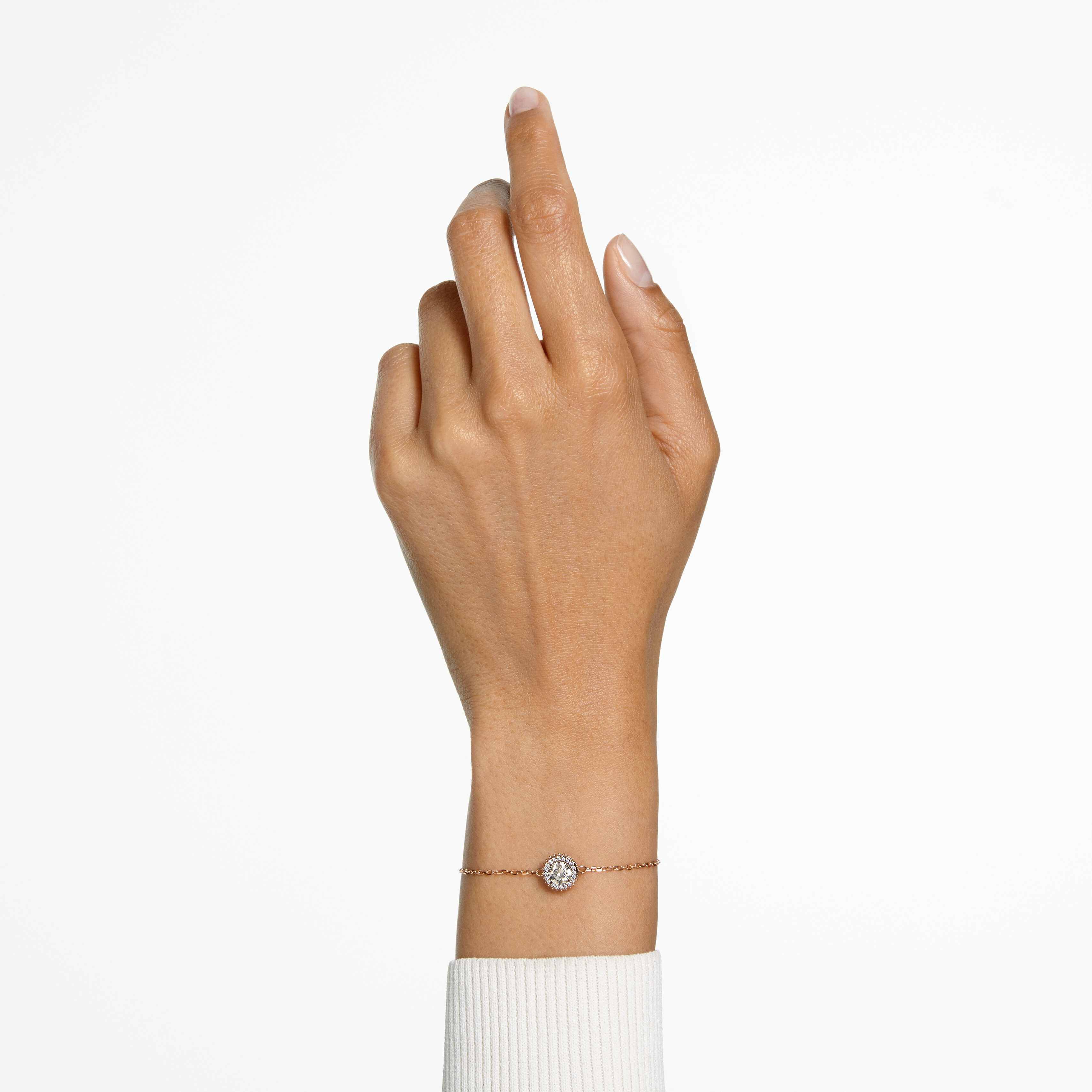 swarovski constella bracelet  round cut  pav   white  rose gold tone plated