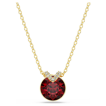 swarovski bella v pendant  round cut  red  gold tone plated