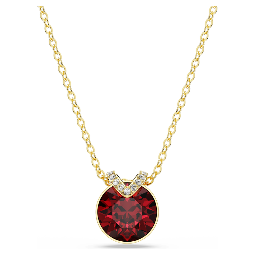 swarovski bella v pendant  round cut  red  gold tone plated